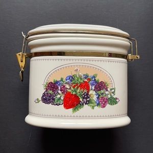 Knott’s Berry Farm Vintage Ceramic Oval Locking Canister Fruit Candy Cookie Jar